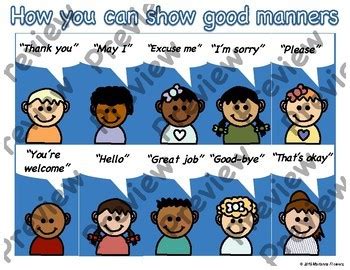 Manners Chart by SLP and Teacher Finds | Teachers Pay Teachers