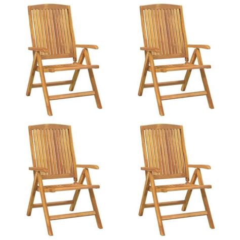 Chaises De Jardin Inclinables Pcs Bois Massif De Teck Surenhap