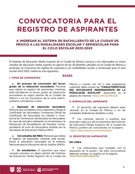 Convocatoria Ingreso Iems 2022 2023 A Ingresar Al Sistema De