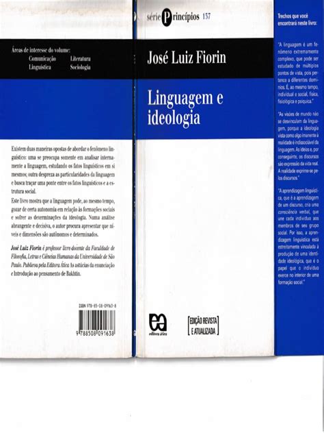 Linguagem E Ideologia De José Luiz Fiorin Pdf Linguística Discurso