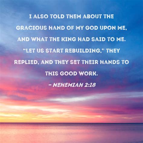 Nehemiah I Also Told Them About The Gracious Hand Of My God Upon