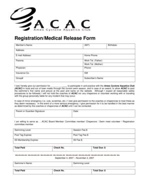 Fillable Online ACAC Registration Form TeamUnify Fax Email Print