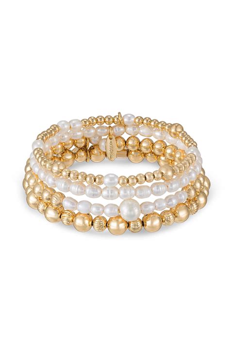 Freshwater Pearl Party Stack 18k Gold Plated Bracelet Set Ettika