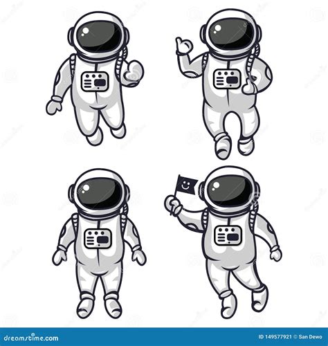 Illustration Of Four Cute Astronauts Stock Illustration Illustration