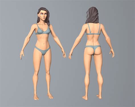 3d Model Game Ready Female Character With 4 Looks Vr Ar Low Poly