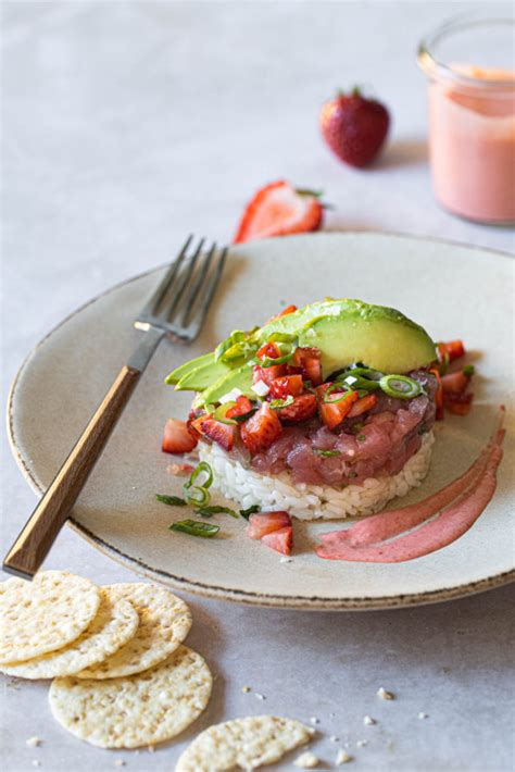 Tartare de thon sauce crémeuse aux fraises et gingembre K pour Katrine