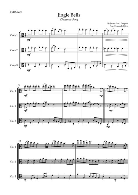 Jingle Bells Christmas Song For Viola Trio Arr Fernando Britto