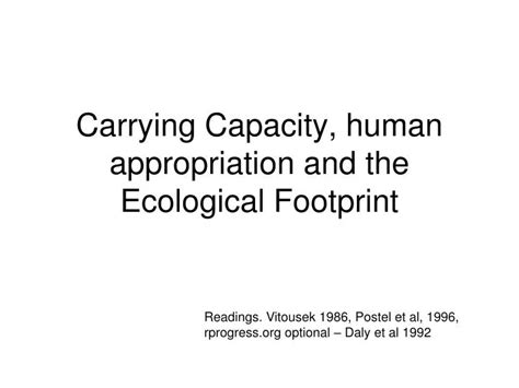 Ppt Carrying Capacity Human Appropriation And The Ecological Footprint Powerpoint