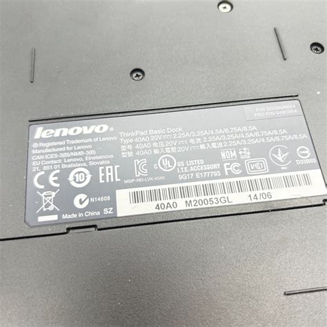 Lenovo ThinkPad Basic Dock With 65W Power Supply SD20A06044 04W3954