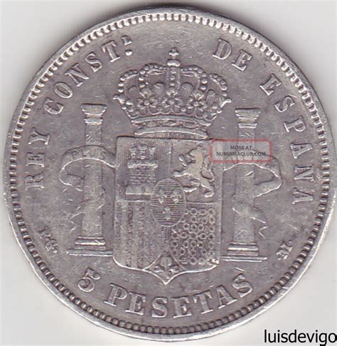 Pgm Spain Pesetas Spanish Silver Crown King Alfonso Xiii