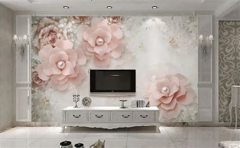 Customized 3d Modern Wallpaper Stereoscopic Pearl Flower European Style Tv Wall Nonwoven