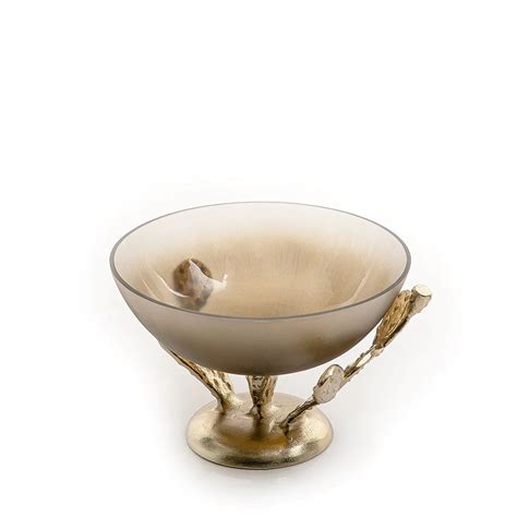 Tall Glass Bowl With Metal Base Al Jameel Showroom