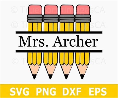 Pencil Svg Teacher Svg Pencil Monogram Split Monogram Svg