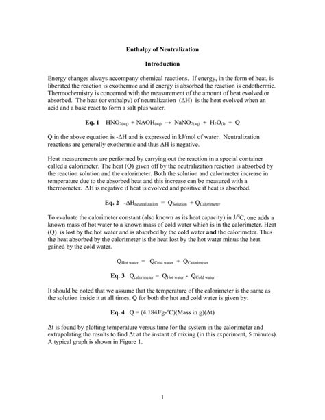 Enthalpy of Neutralization