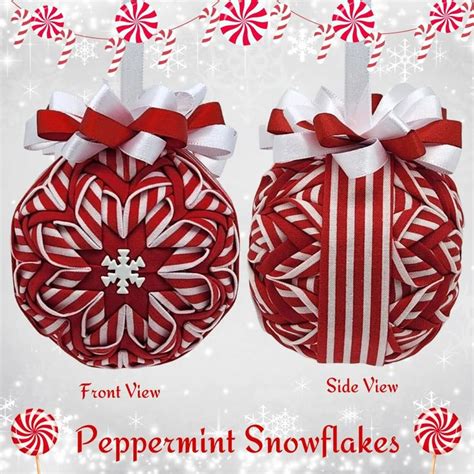 Snowflake Christmas Ornament Peppermint Snowflake Ornament Handmade