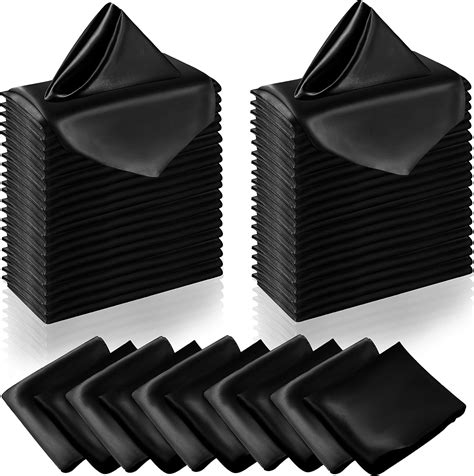Manyshofu 60 Pieces Black Satin Napkins - 20x20 Inches Cloth Napkins ...