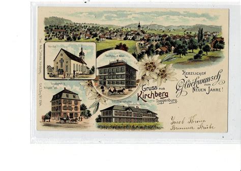 Gruss aus KIRCHBERG Toggenburg SG sehr schöne Litho 1899 Kaufen auf