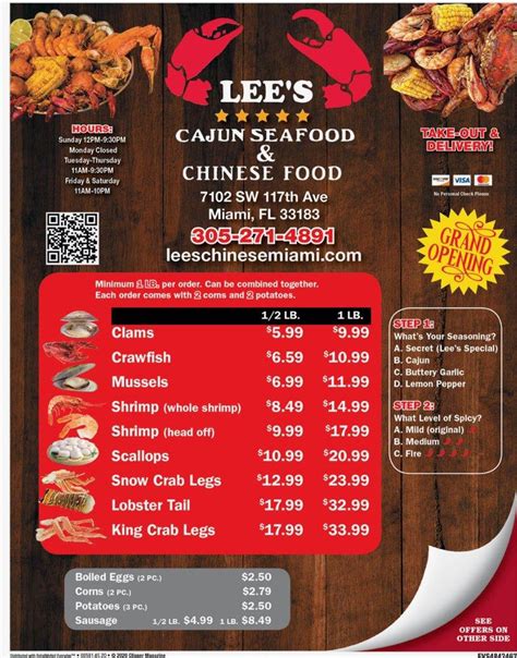 Menu at Lee's Chinese Food restaurant, Miami