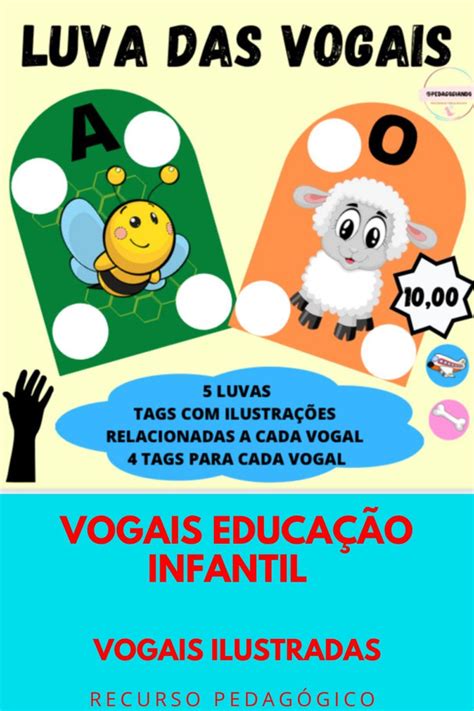 Vogais ilustradas na luva para trabalhar na educação infantil