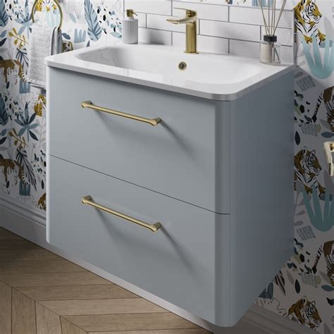 Britton Camberwell Blue Wall Vanity Unit Basin Sanctuary Bathrooms