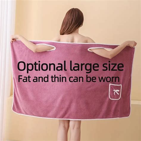 Plain Womens Wearable Bath Towel Comfortable Absorbent Temu In 2024