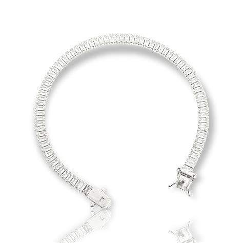 Pulseira Riviera Retangular Mm Fecho Gaveta Banhada A Ouro Branco