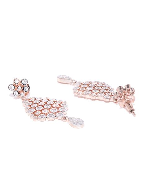 Buy Priyaasi Rose Gold Plated American Diamond Studded Jewellery Set Online