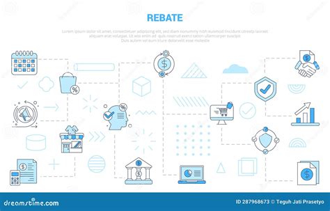 Rebate Concept With Icon Set Template Banner With Modern Blue Color