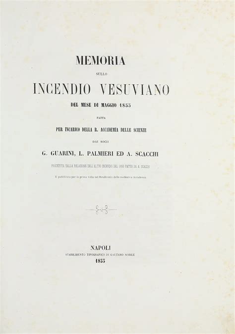 Memoria Sullo Incendio Vesuviano Del Mese Di Maggio By Guarini