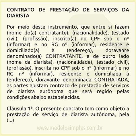 Modelo De Contrato De Presta O De Servi Os Mei Filecloud