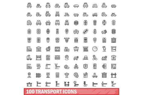 Transport Icons Set Outline Style Graphic By Ylivdesign Creative