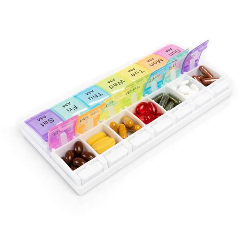 7 Day Pill Box Am Pm Push Button Pill Organiser