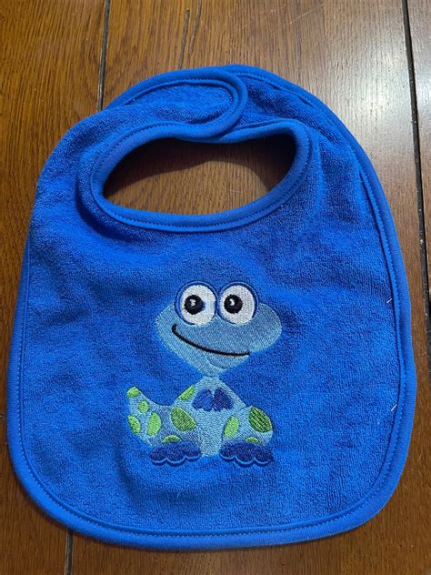 Embroidered Baby Bib Blue Dinosaur Royal Blue Bib Etsy