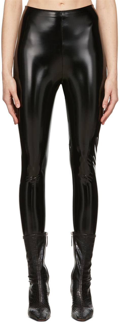 Legging Noir En Latex Dition Amina Muaddi Wolford En Solde