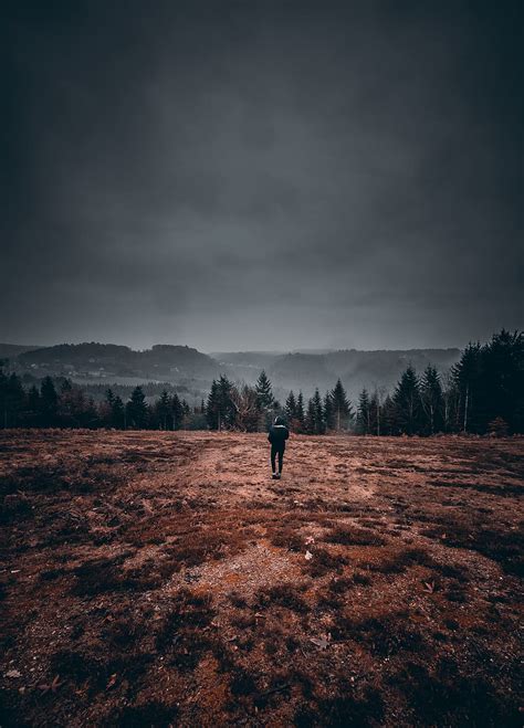 Free download | HD wallpaper: person standing on brown field near trees ...