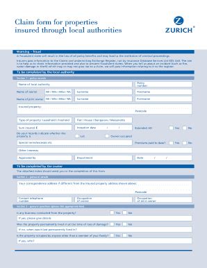 Zurich Insurance Claim Form Fill And Sign Printable Template Online