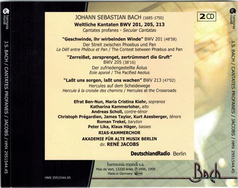 Cantata BWV 205 Details Discography Part 1 Complete Recordings