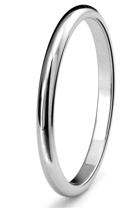 2mm Titanium Womens Plain Dome Polished Wedding Band Ring Size 4 9