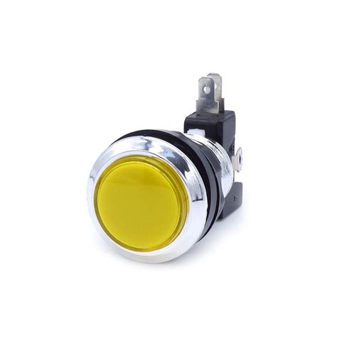 Bouton poussoir lumineux chromé Jaune