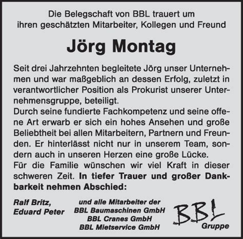 Traueranzeigen Von J Rg Montag Saarbruecker Zeitung Trauer De