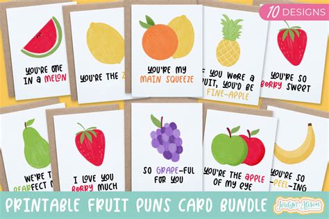 Fruit Puns Printable Card Bundle Grafica Di Jordynalisondesigns