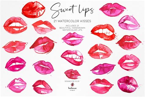 Sweet Lips Clipart Watercolor Kiss – MasterBundles