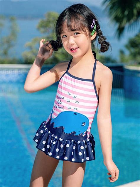 Aonihua Stripes Dress One Piece Swimwear