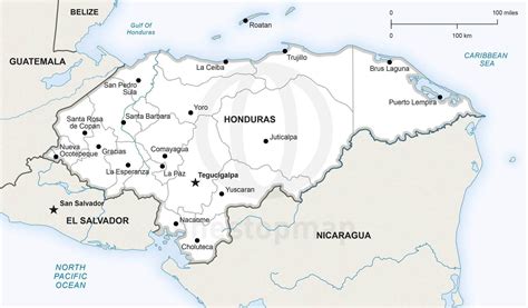 Vector Map of Honduras Political | One Stop Map