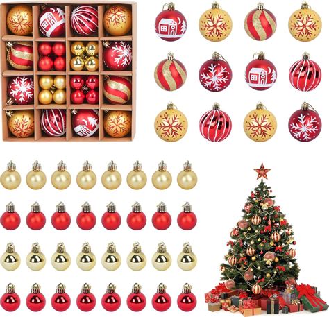 GGISUI Set Di 44 Palline Di Natale Palline Albero Natale Rosse E Oro