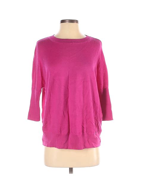 Anthropologie Solid Color Block Colored Pink Wool Pullover Sweater Size