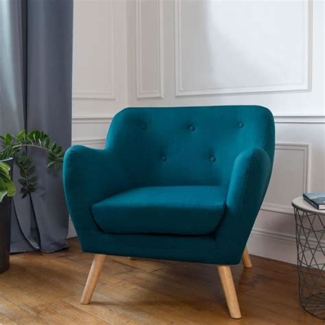 Fauteuil Scandinave En Tissu Bleu Canard Cdiscount Maison