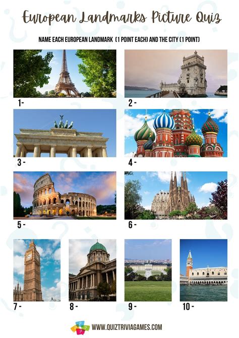 Famous Landmarks Picture Quiz Rounds Free Printable Quiz