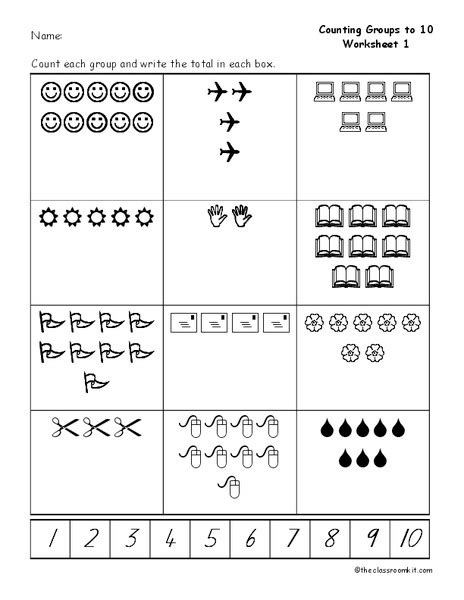 Counting Groups To 10 Worksheet For Kindergarten 1st Grade Lesson Planet