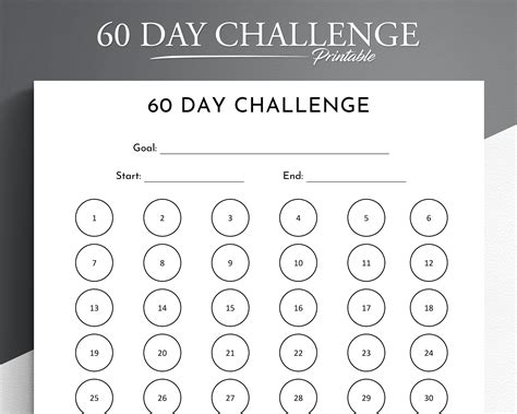 60 Day Challenge Tracker Printable Pdf Habit Tracker 60 Day 60 Off